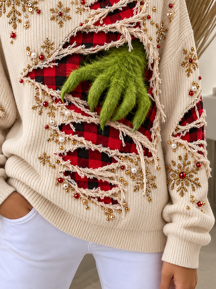 Casual Christmas Crew Neck Long Sleeve Sweatshirt