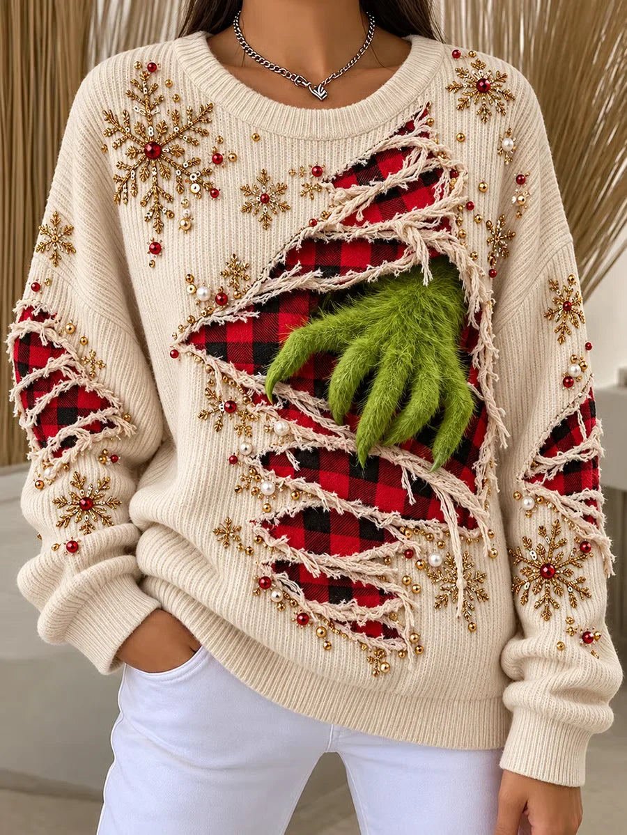 Casual Christmas Crew Neck Long Sleeve Sweatshirt