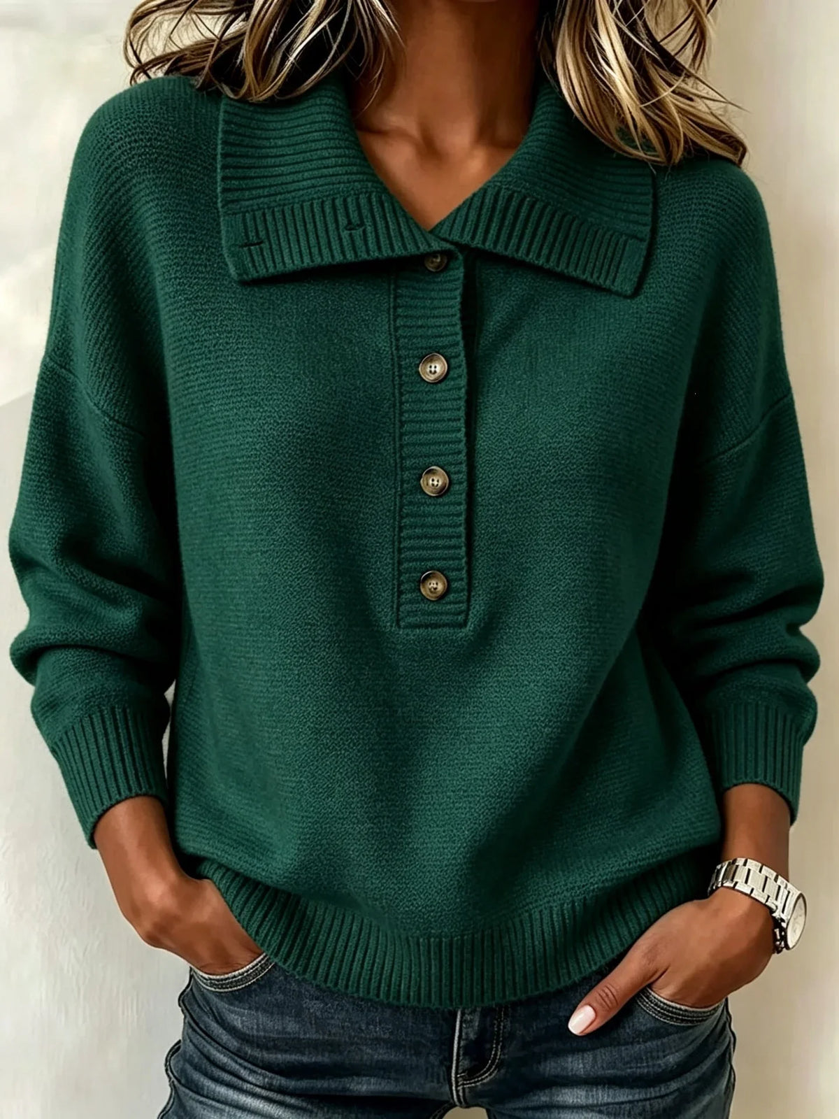 Buckle Regular Fit Elegant Plain Sweater