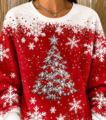 Casual Snowflake Crew Neck Long Sleeve Sweatshirt