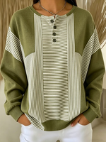 Women Vintage Striped Casual Long Sleeve Sweatshirt
