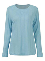Crew Neck Long Sleeve Plain Regular Fit Blouse