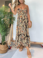Spaghetti Strap Floral Hi Lo Hem Maxi Dress