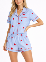 Women's Valentine Heart Striped Pajama Set