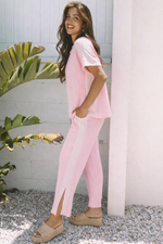 Women's Color-Block Corded 2pcs Outfit