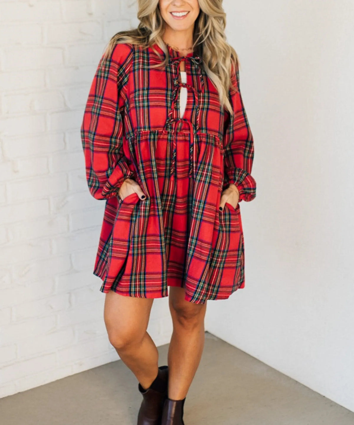 Women's Holiday Plaid Mini Dress