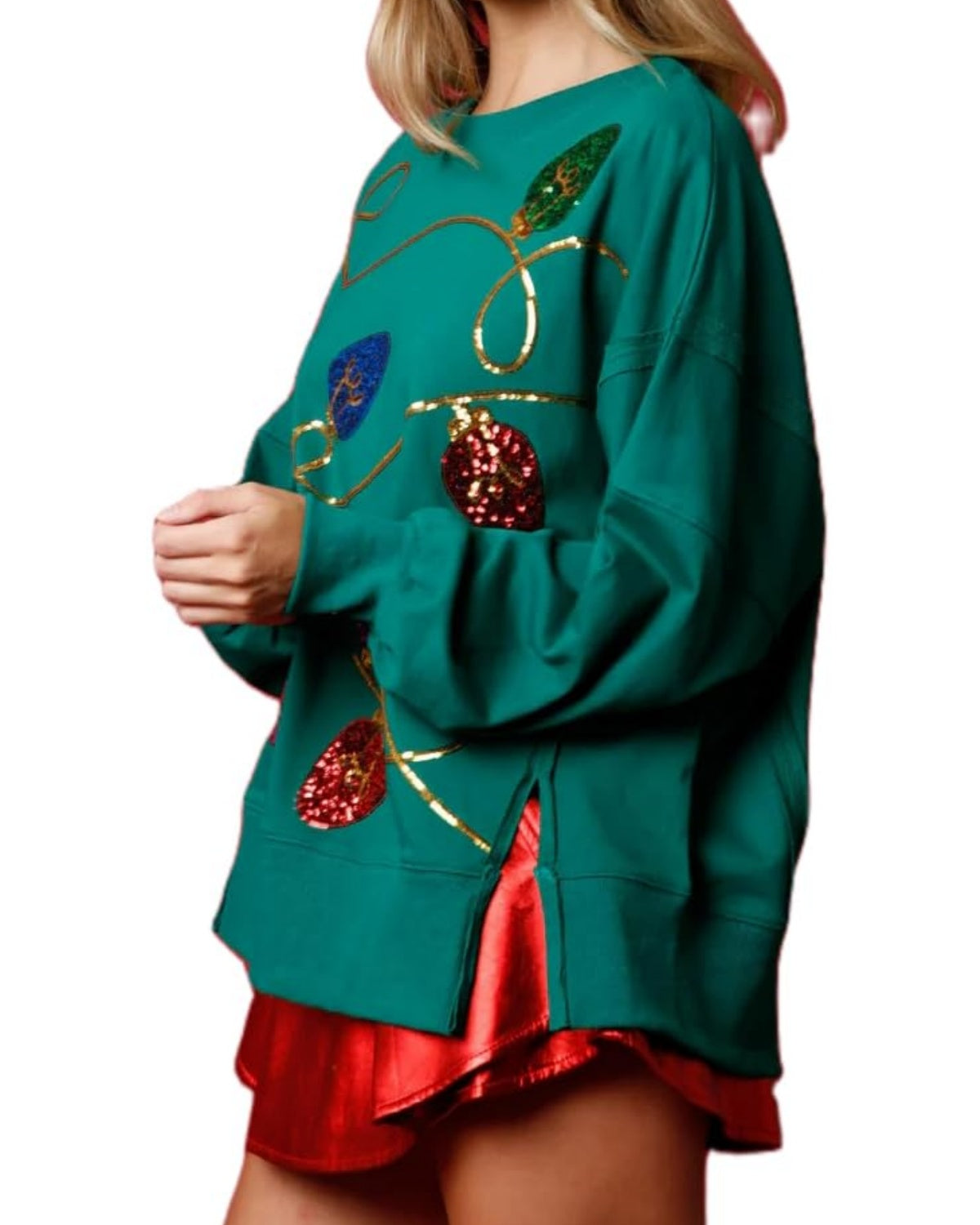Women's Christmas Light Sequin Sweatshirt