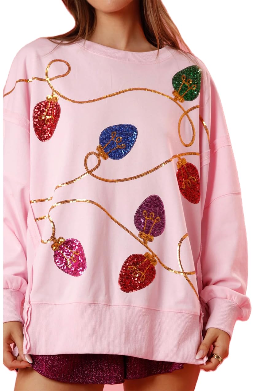 Women's Christmas Light Sequin Sweatshirt