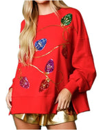 Women's Christmas Light Sequin Sweatshirt
