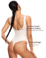 Women's Square Neck Sleeveless Thong Bodysuit