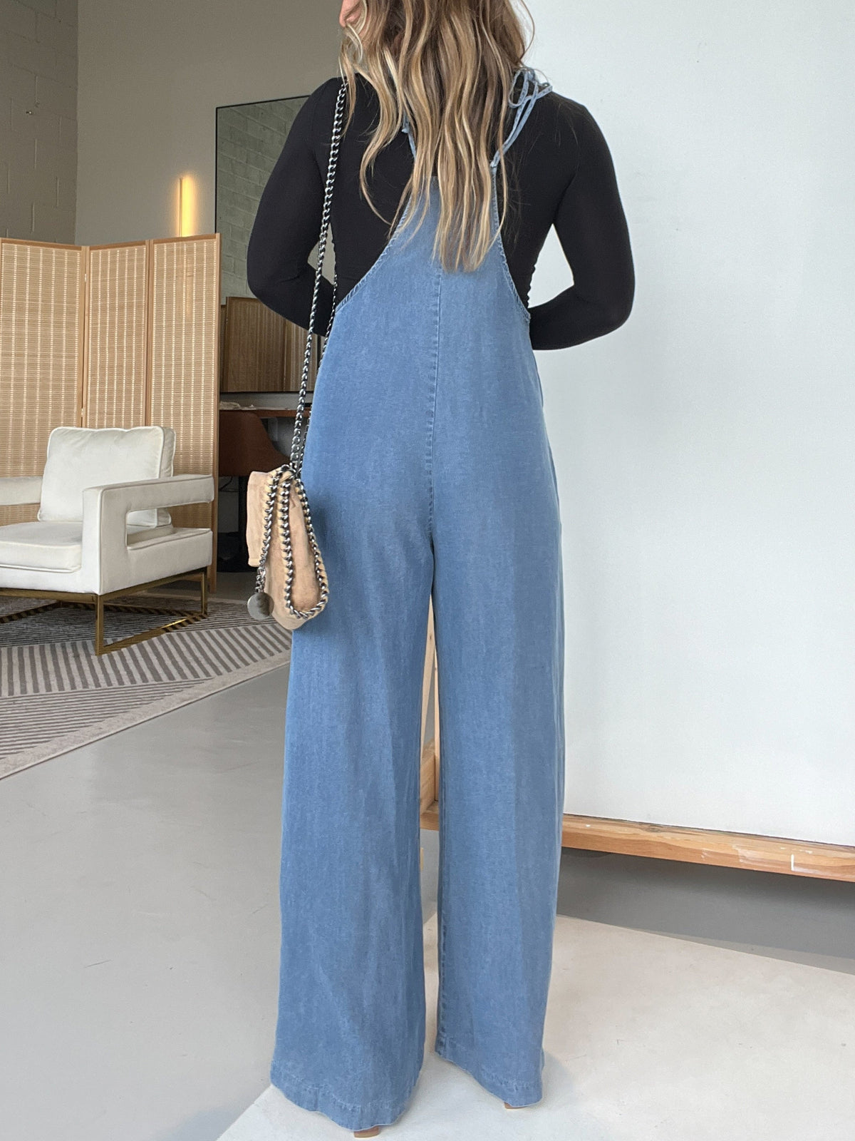 Women's Denim Wide Leg Overalls Jumpsuits