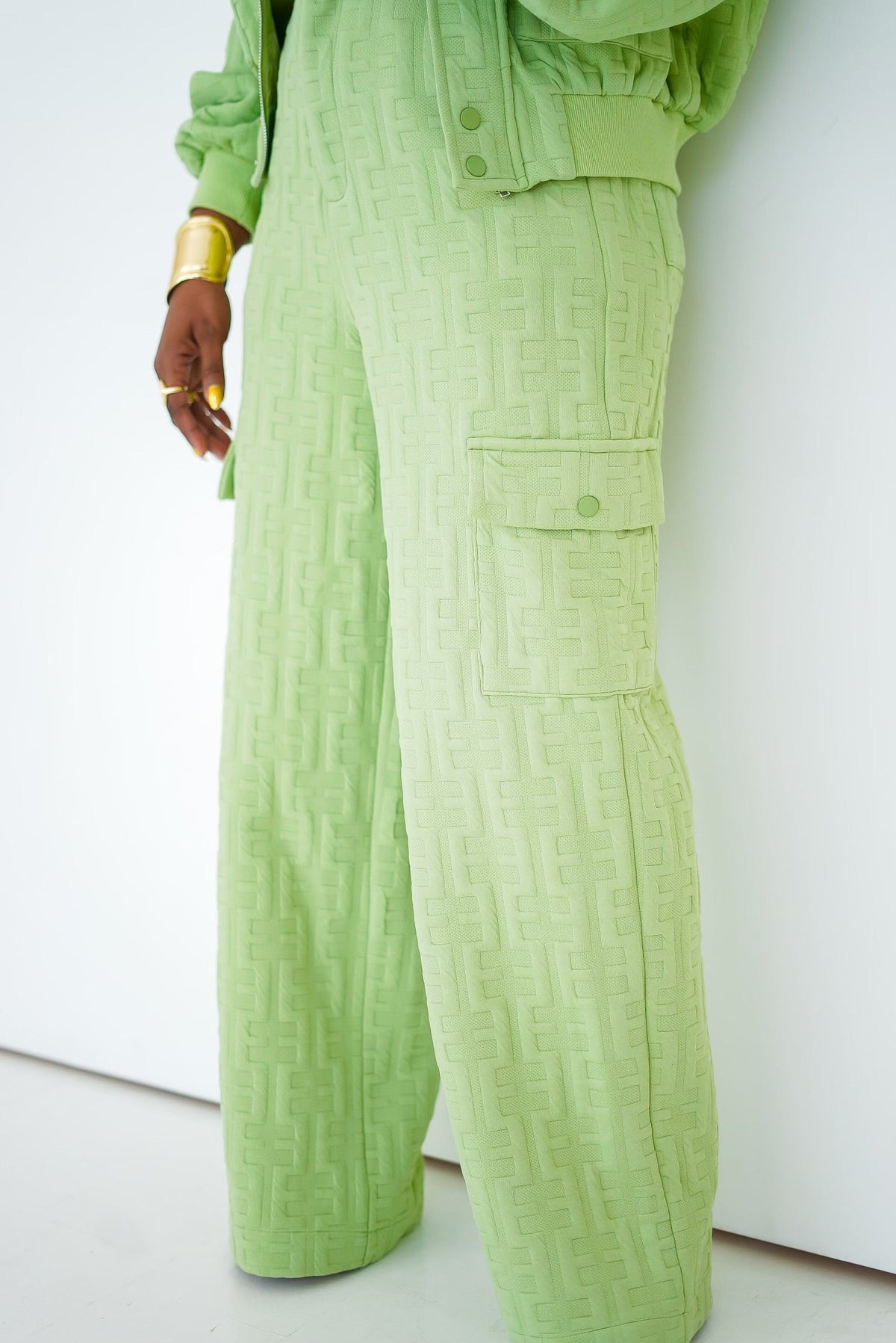 Women's Luxury Embossed Jacket and Pants Set