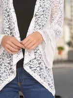 Floral Lace Casual Plain Flared Sleeves Shawl