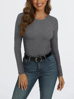 Round Neck Stretch Slim Ribbed Basic Shirts