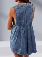 Women's Denim Pleated Romper