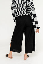 Women's Drawstring Wide Leg Side Slit Pants