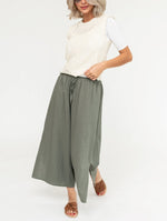 Women's Drawstring Wide Leg Side Slit Pants