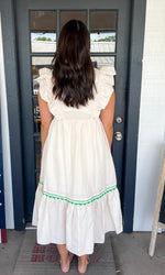 Women's V-Neck Ruffle Sleeve Maxi Dress