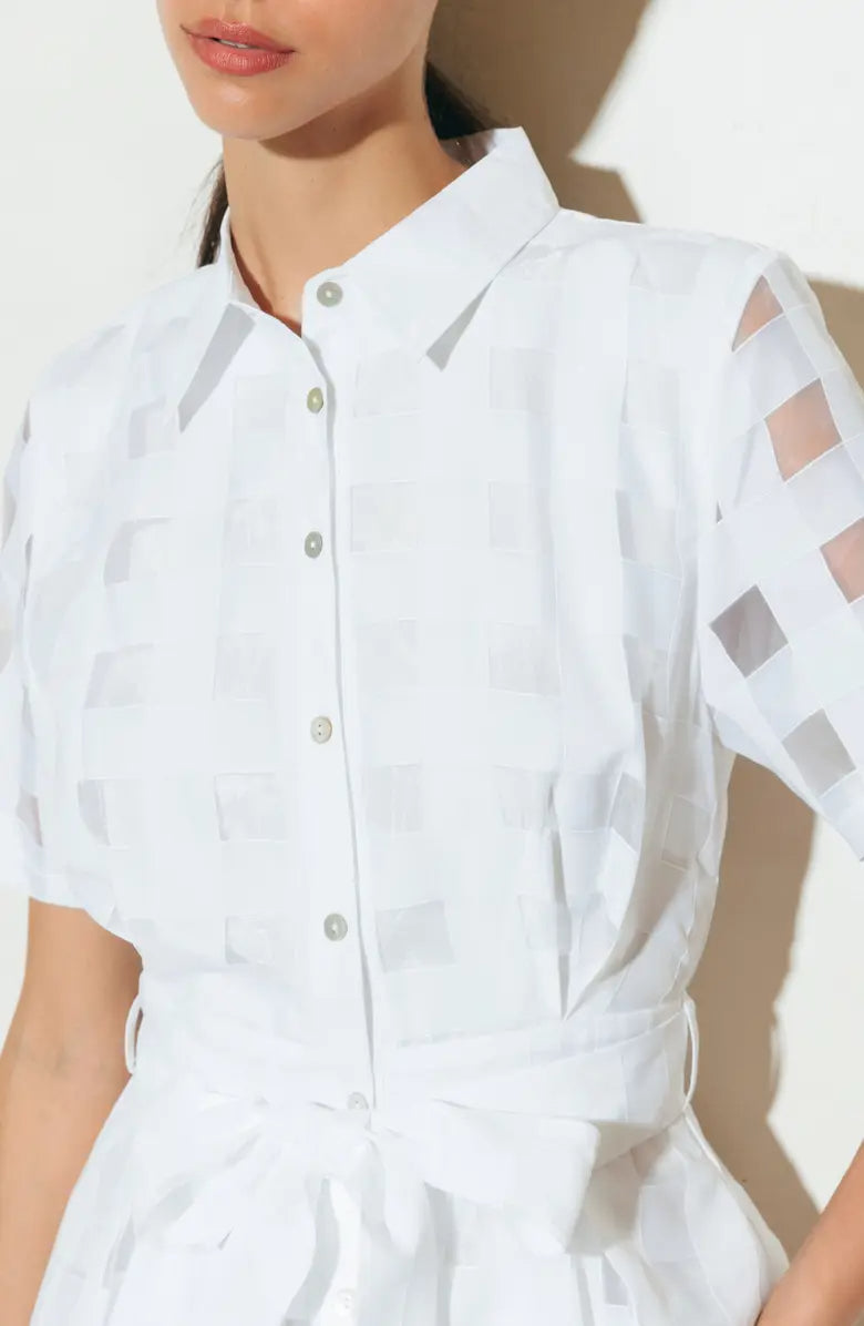 Women's Button Down Organza Maxi Shirt Dress