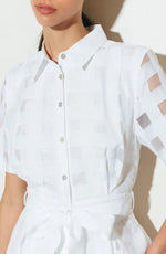 Women's Button Down Organza Maxi Shirt Dress
