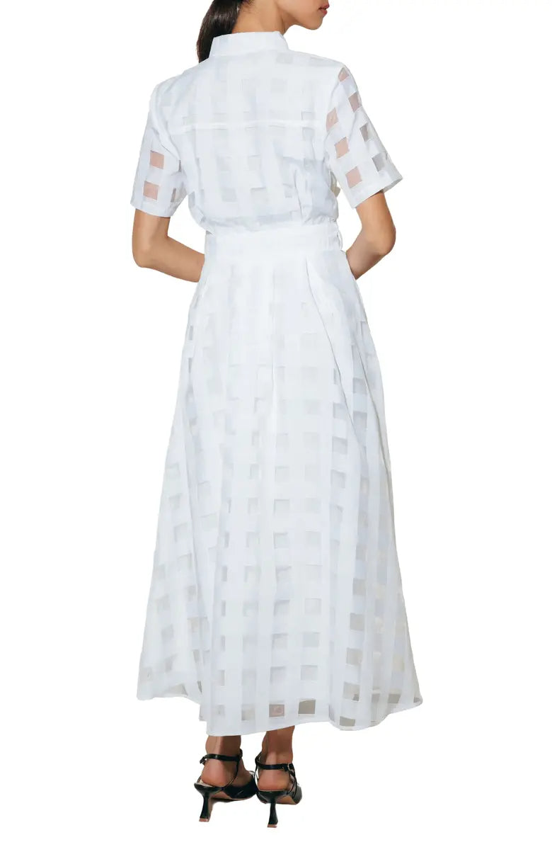 Women's Button Down Organza Maxi Shirt Dress
