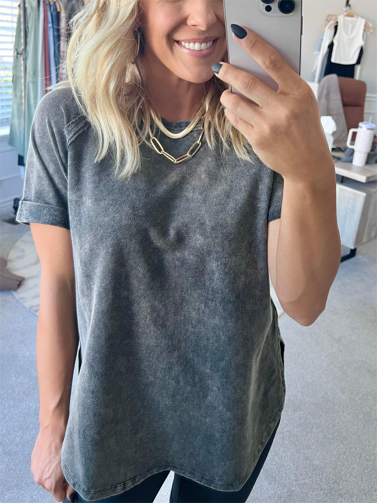 Women's French Terry Acid Wash Top