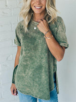 Women's French Terry Acid Wash Top