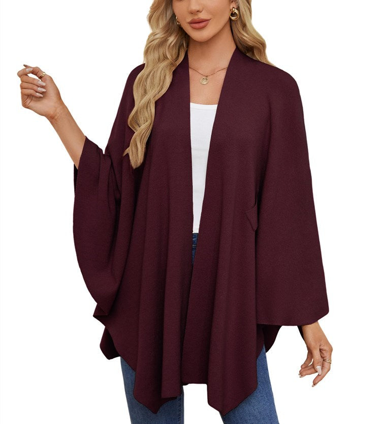 Women's Shawl Wraps Soft Open Front Poncho Sweater