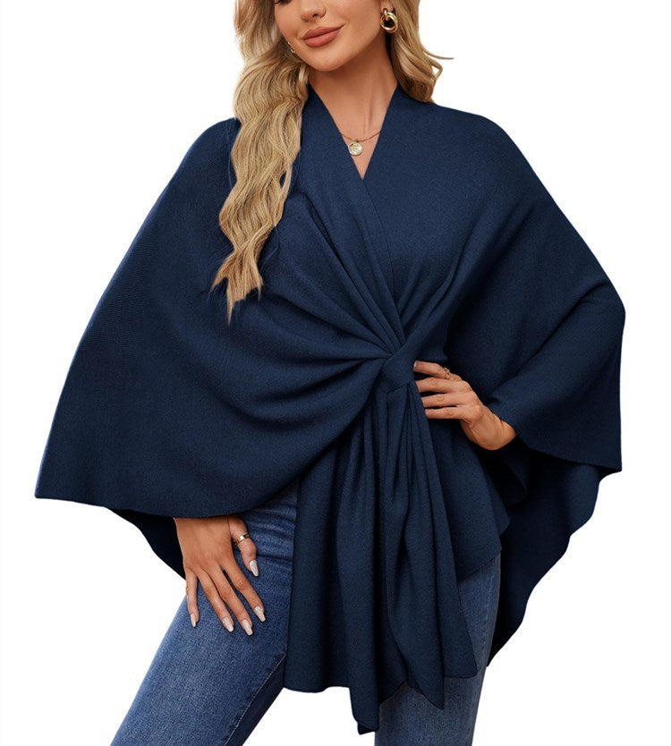 Women's Shawl Wraps Soft Open Front Poncho Sweater