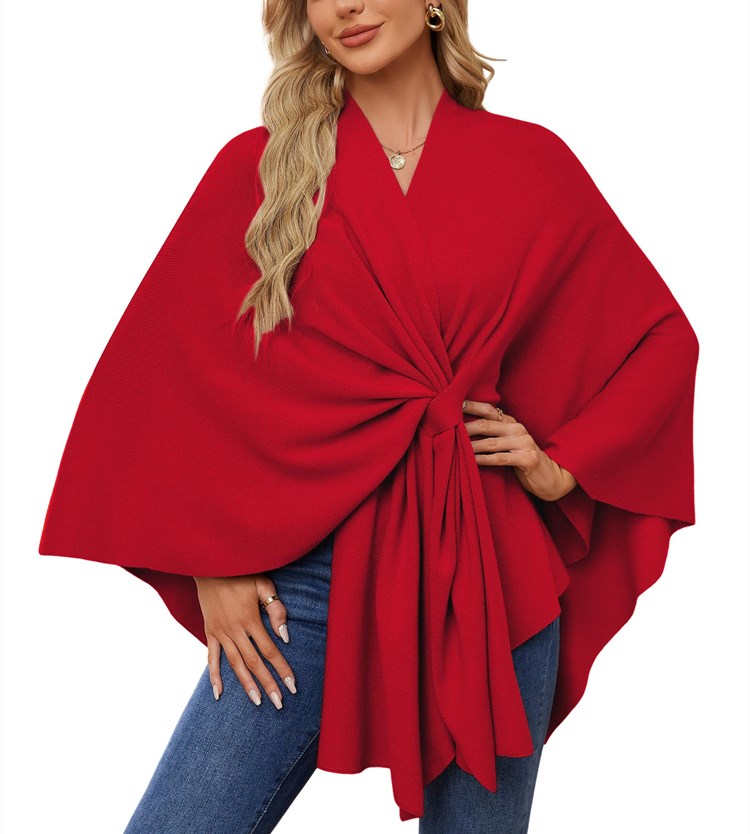 Women's Shawl Wraps Soft Open Front Poncho Sweater