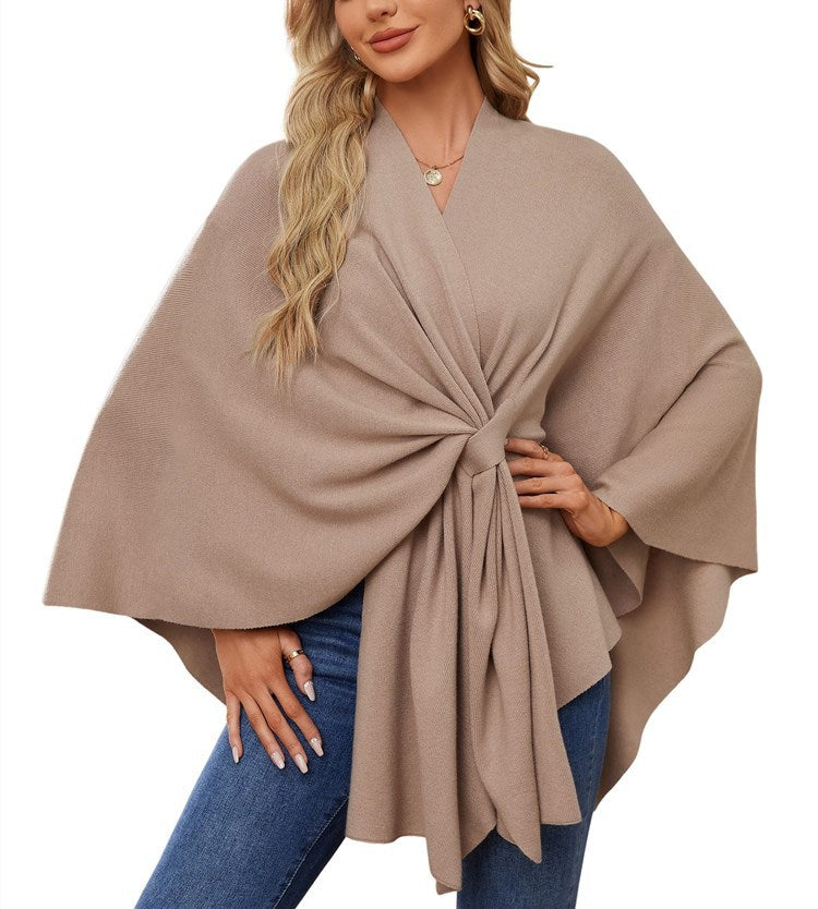 Women's Shawl Wraps Soft Open Front Poncho Sweater