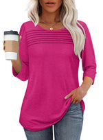Hot Sale - 3/4 Length Sleeve Top Pleated Front T-Shirt