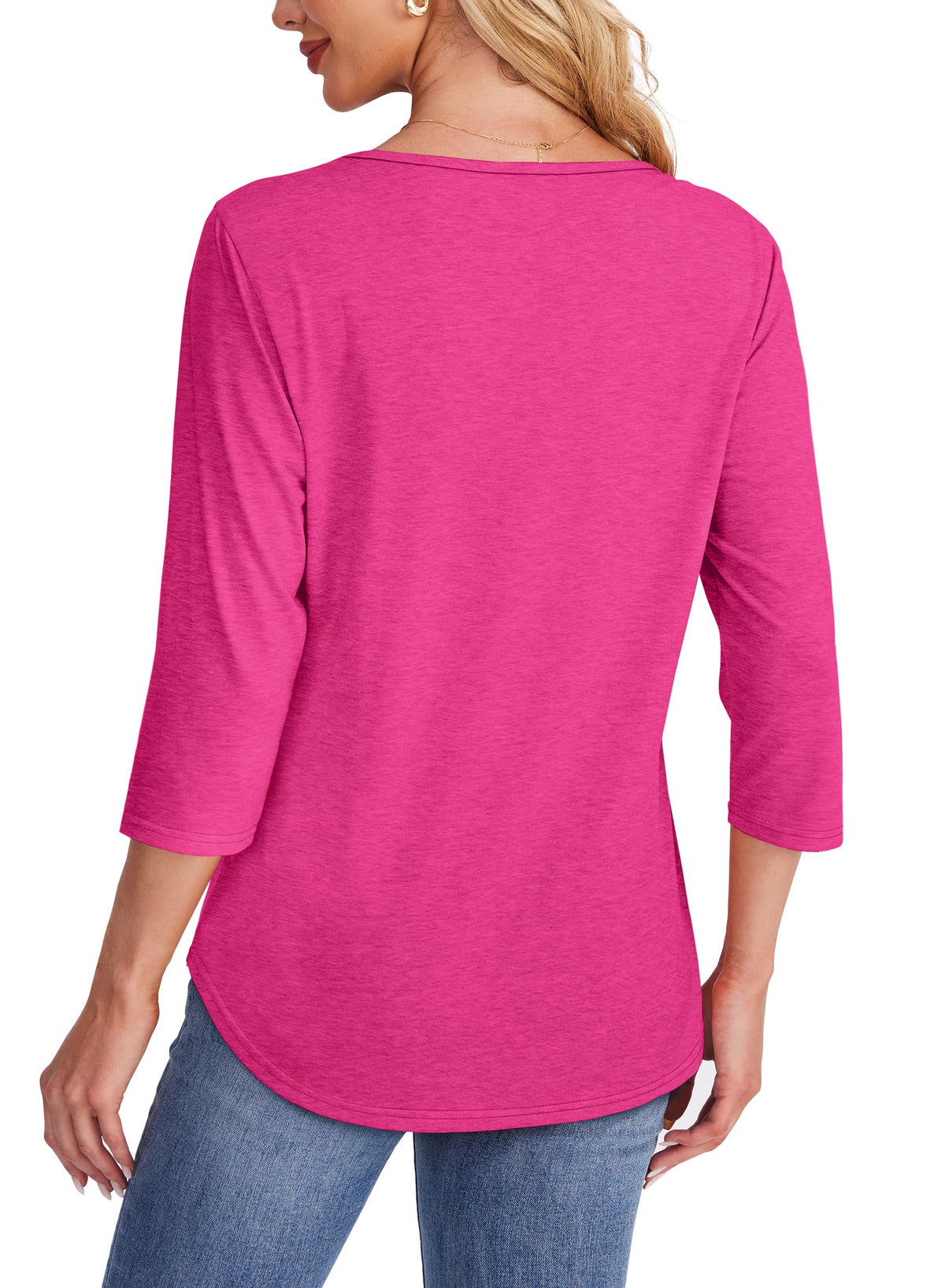 Hot Sale - 3/4 Length Sleeve Top Pleated Front T-Shirt