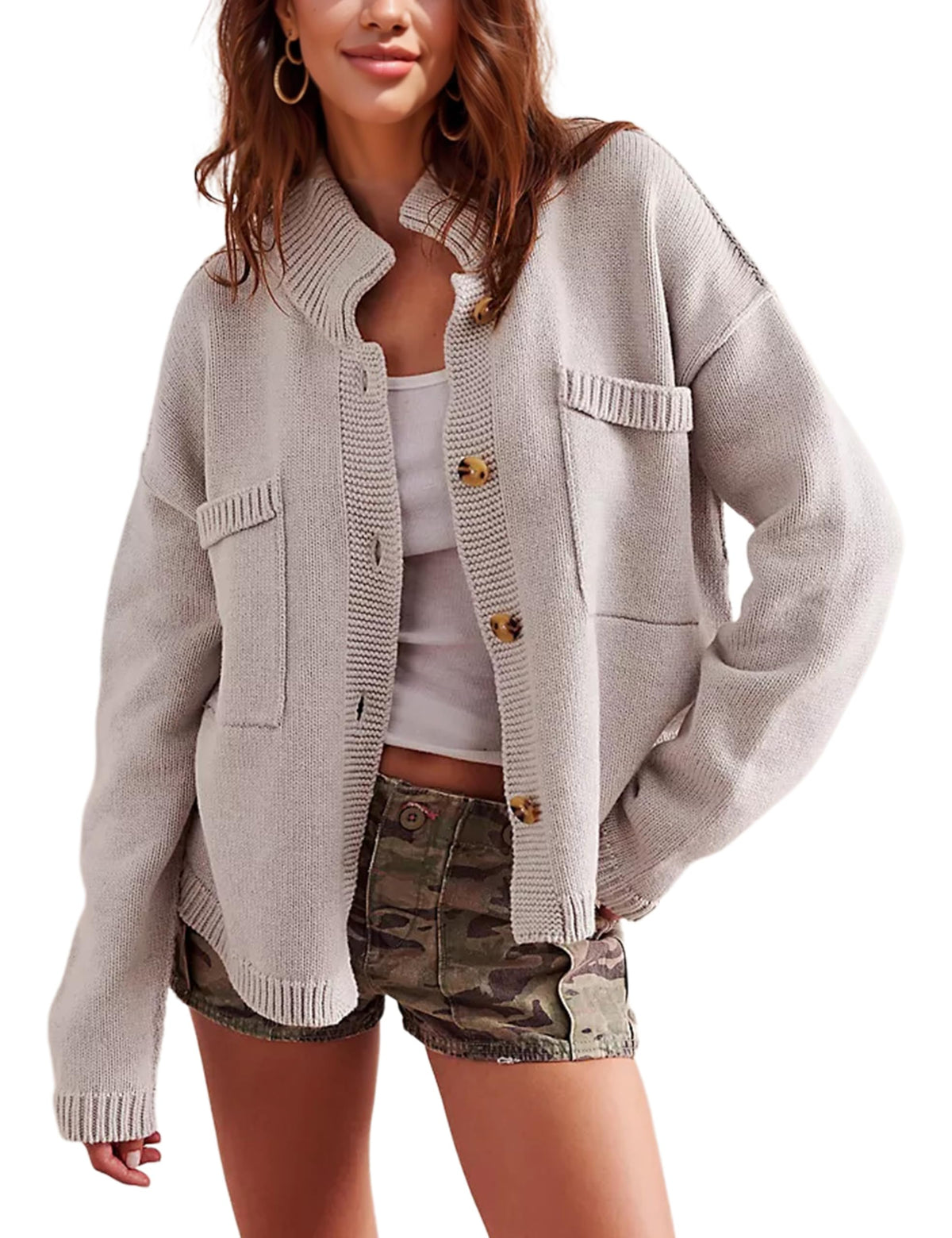 Wommen's Button Down Knit Sweater Cardigan