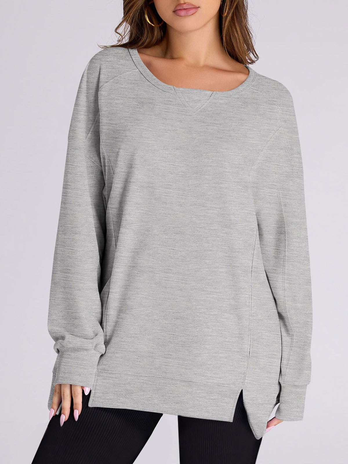 Women's High Low Side Slit Pullover Sweatshirt With Pockets