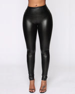 S-shaped PU Leather Leggings