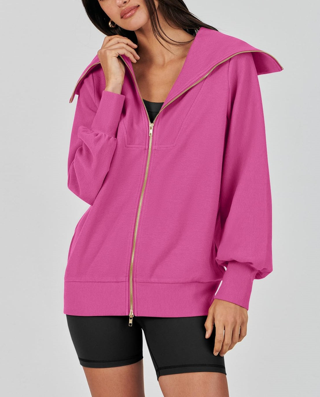 Women's Oversized Zip Up Sweatshirt