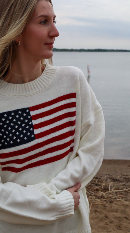 Women's Patriotic Flag Knit Sweater