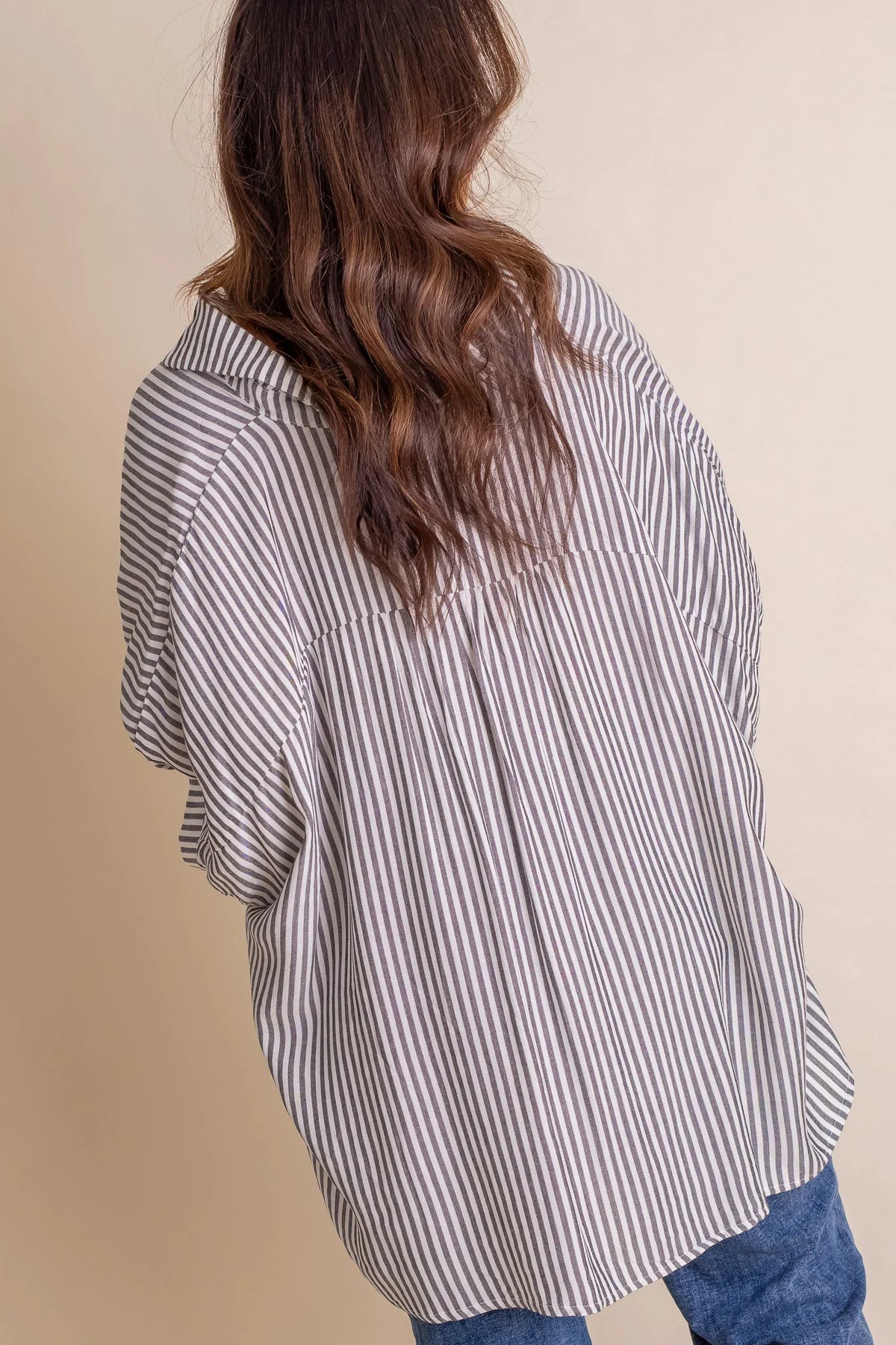 Women's Oversized Striped Button-down Shirt