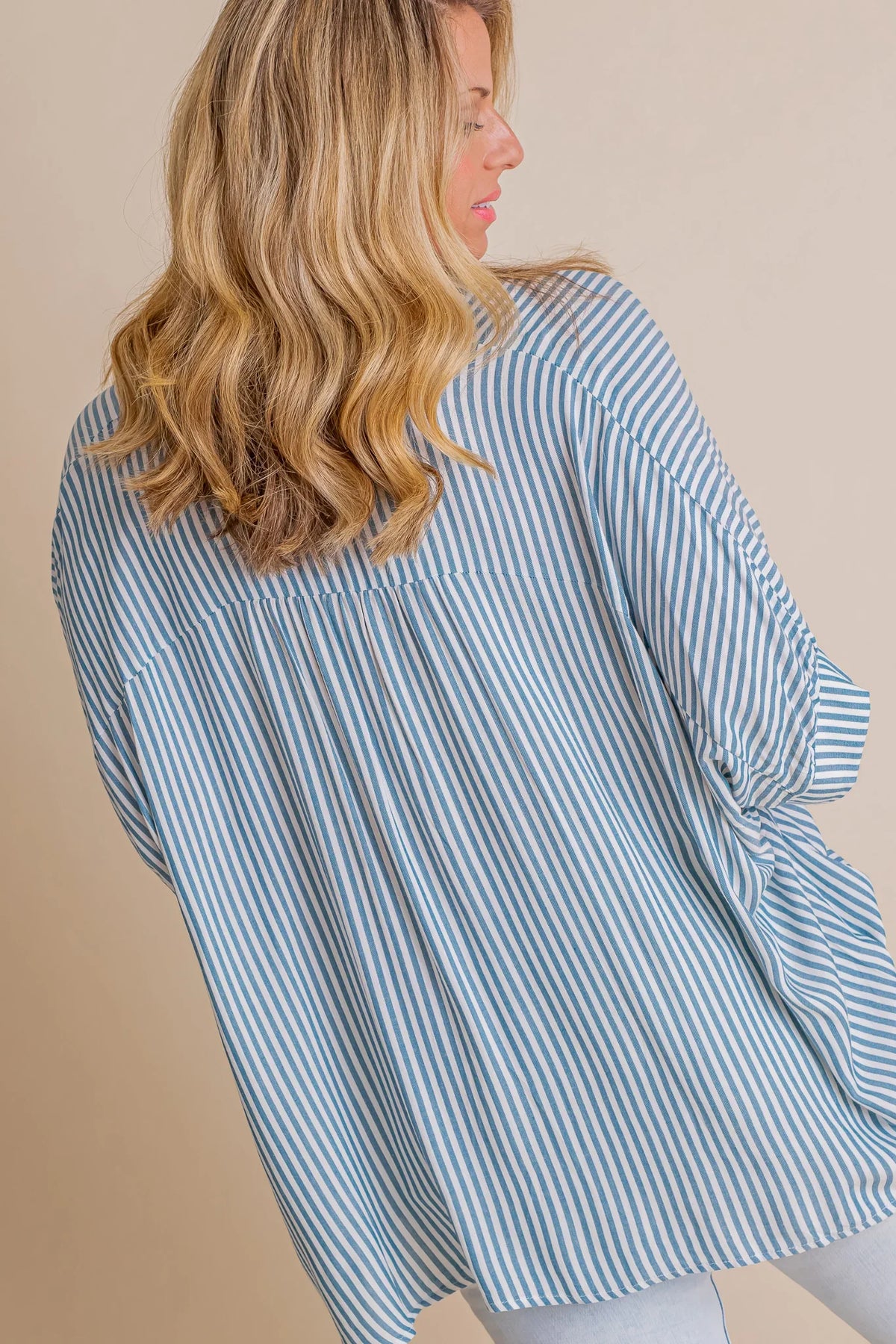 Women's Oversized Striped Button-down Shirt