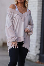 Oversized Side Zipper V-Neck Sweatshirt