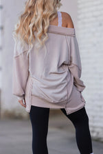 Oversized Side Zipper V-Neck Sweatshirt
