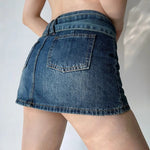 Vintage High Waist Belt Denim Skirt