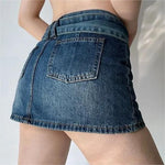 Vintage High Waist Belt Denim Skirt