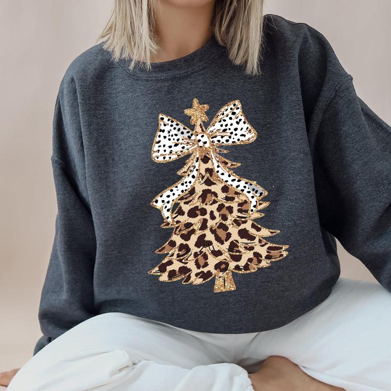 Leopard Print Christmas Tree Crewneck Sweatshirt