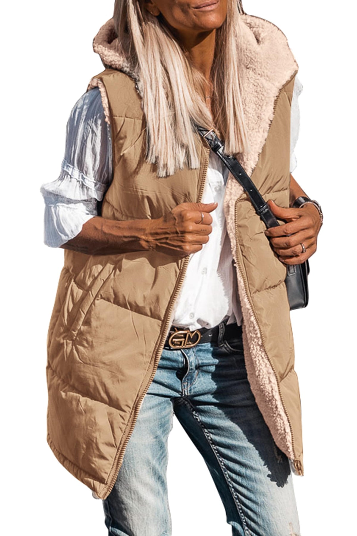 Women's Reversible Fleece Hooded Vests