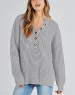 Women's Waffle Side Slit Knit Sweater
