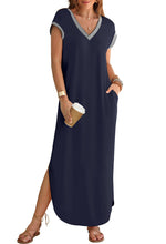 Women's V Neck Split Loose Long Dress