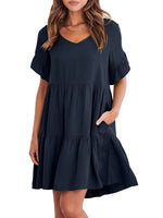 Casual Ruffle A-Line Flowy Mini Beach Dress