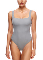 Women's Square Neck Sleeveless Thong Bodysuit